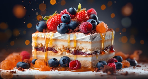 a cake with fruit on top