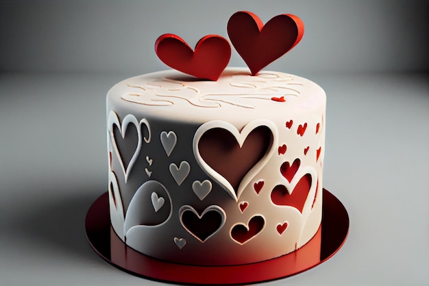 A cake with a heart on the top