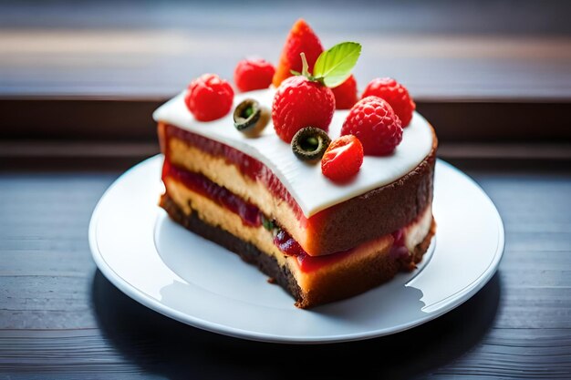 a cake with a piece of cake on a plate