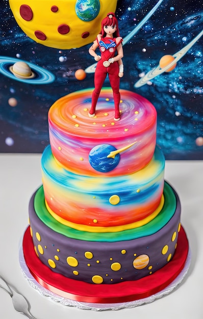 a cake with planets on it