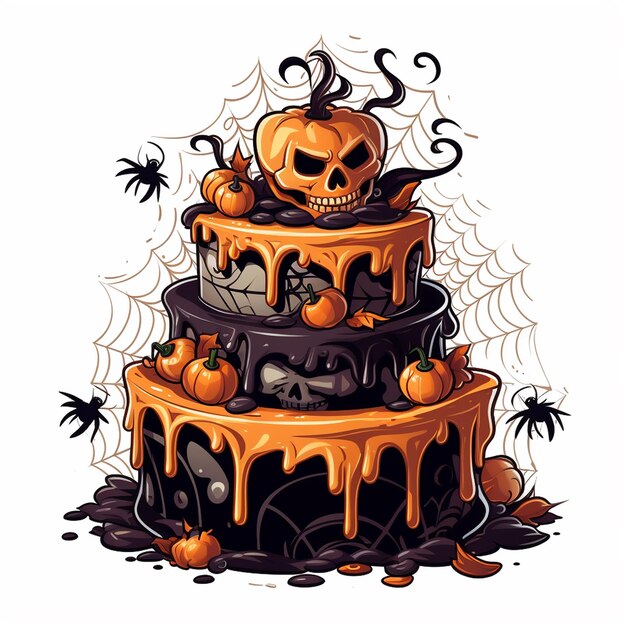 A cake with a pumpkin on it and a pumpkin on the top.