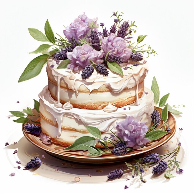 a cake with purple flowers and a cake with the words " icing " on it.