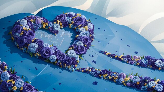 Photo a cake with purple flowers and the word  cer  on it