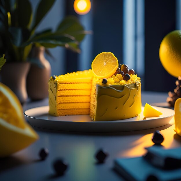 A cake with a slice cut out of it and a bunch of chocolates on the table