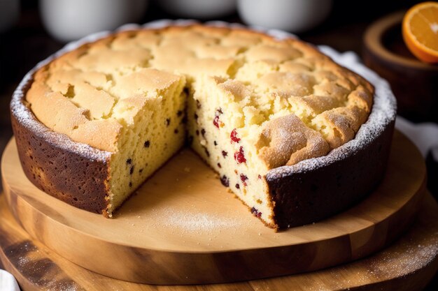 A cake with a slice taken out of it