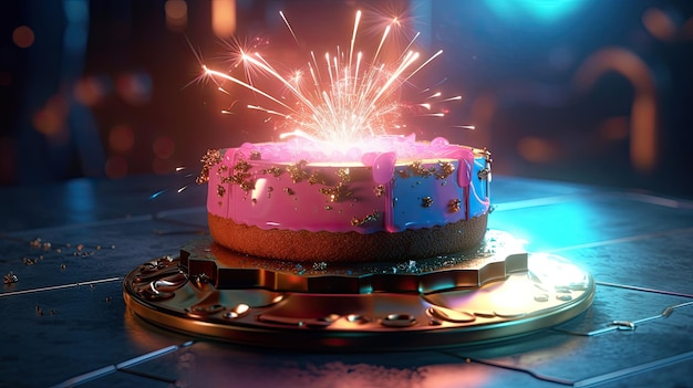 a cake with sparklers on it