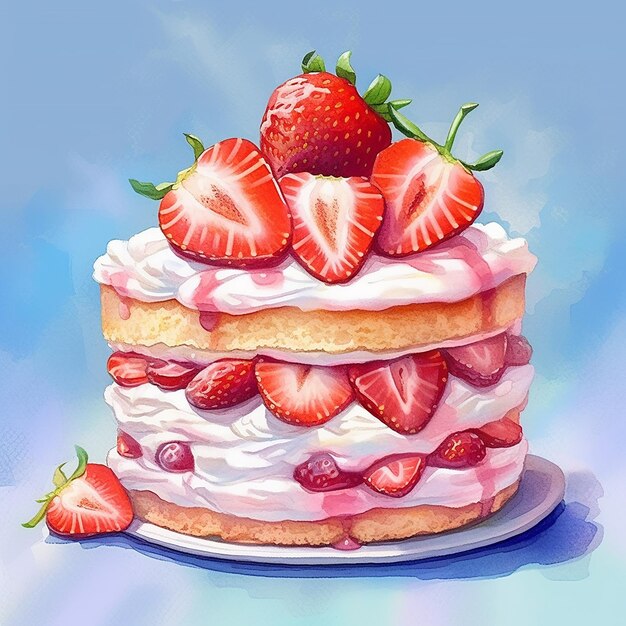 A cake with a strawberry and cream filling on top of it