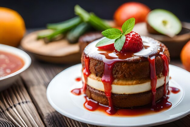 a cake with a strawberry on the top