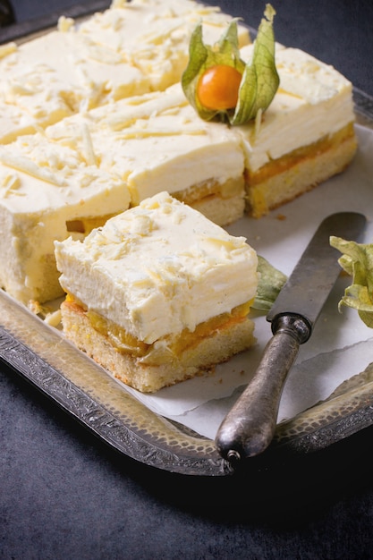 Cake with tropical fruits