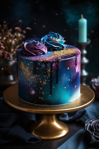 A cake with the universe on it