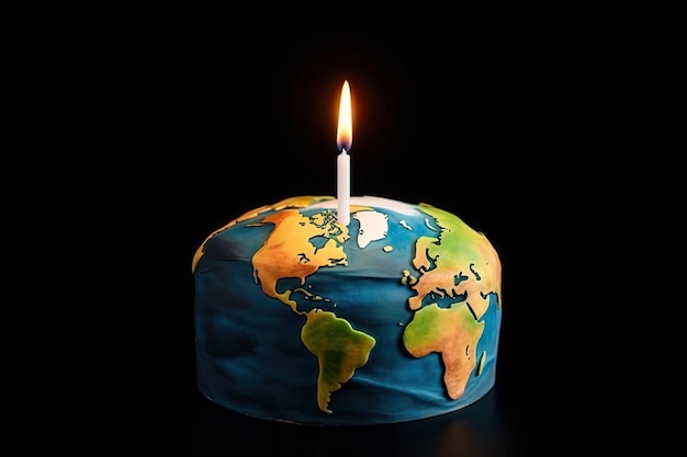 世界地図が描かれたケーキ