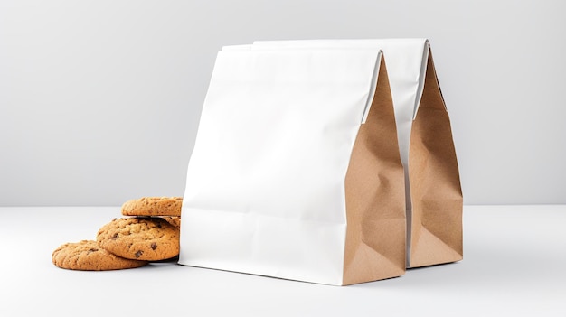Foto mockup di una borsa di carta kraft per biscotti
