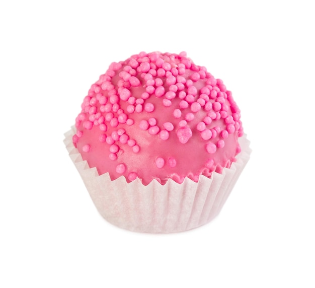 Cakebal in roze glazuur met roze hagelslag