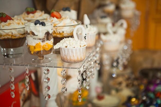 Cakes and fruit on the holiday table 2424