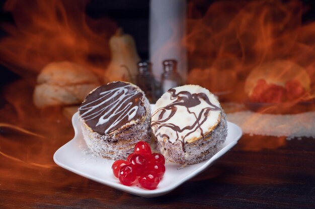 Cakes with red berries