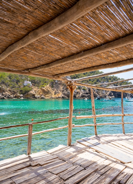 Cala Benirras beach of Ibiza in Sant Joan