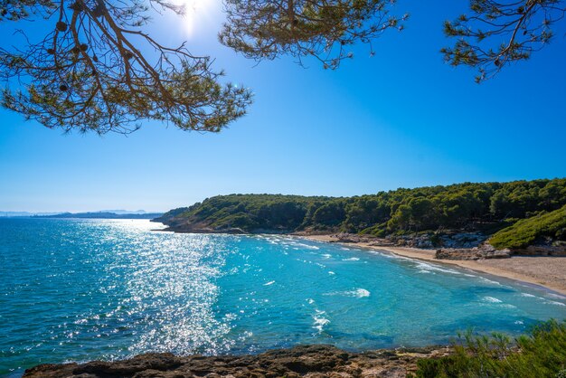 Cala de roca Plana beach in Tarragona