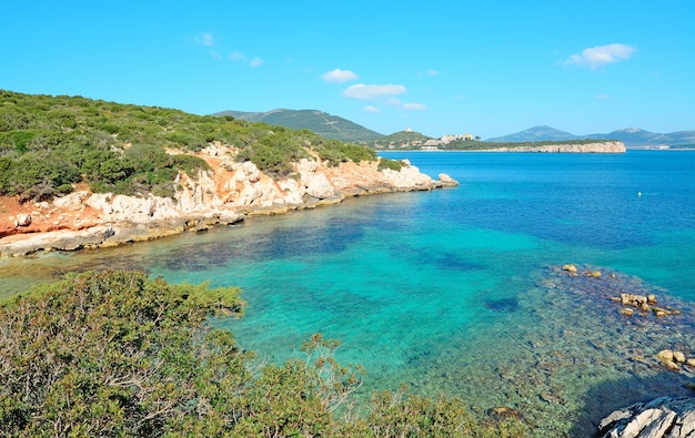 Cala dragunara acque limpide sotto un cielo azzurro