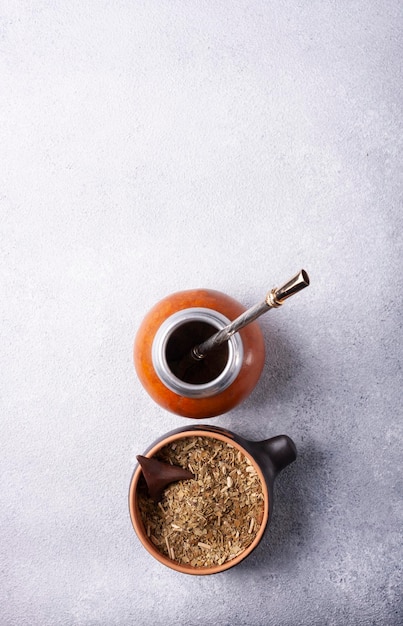 Calabash and bombilla for uruguayan mate tea