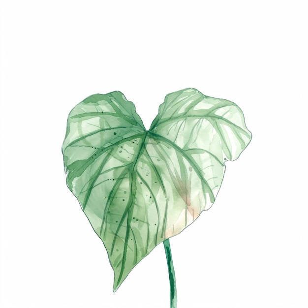カラディウムが植物の葉を水彩で描いた ハンダウンのイラスト