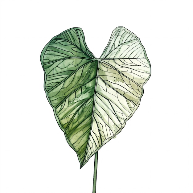 Photo caladium leave of the plants in watercolor style handawn illustration