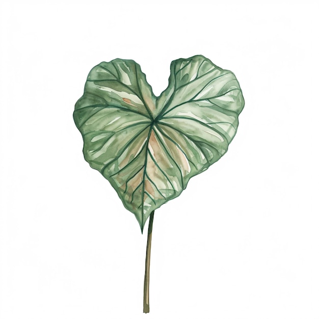 Photo caladium leave of the plants in watercolor style handawn illustration