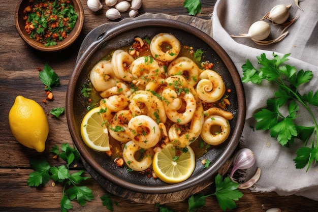 Calamari ripieni is een smaakvolle Italiaanse professionele reclame-foodfotografie