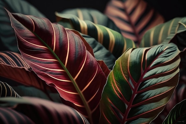 Foto sfondo foglia di calathea illustrazione ai generativo