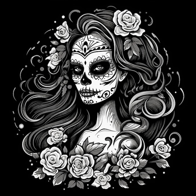 Calavera Catrina Suikerschedelmake-up Dia de los muertos Dag van de Doden Halloween