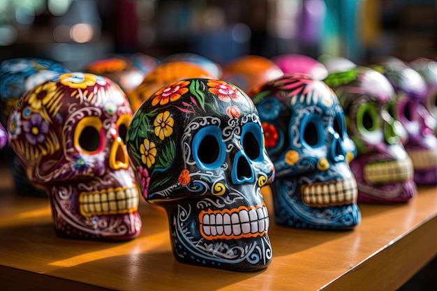 Calavera Masks Displayed on Stands Day of the Death