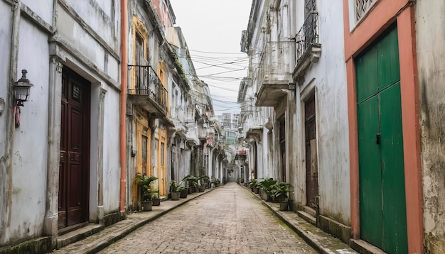 calcada do carmo portuguese colonial style alley in old taipa area of macau china
