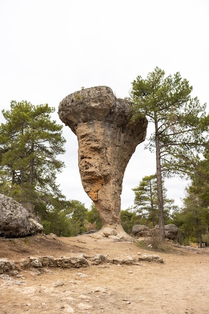 Calcareous rock formation El Tormo Alto differential erosion in the natural setting of the Ciudad Encantada in Cuenca