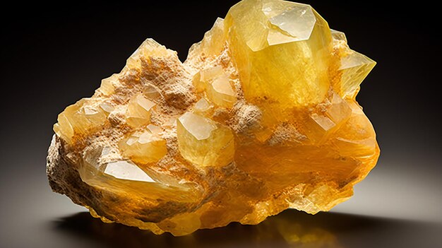 Calcite een ruwe klompje gele calcite uit Polen