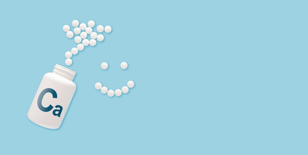 Calcium Ca-supplementen voor de menselijke gezondheid van botten. Dokter raadt aan calcium Ca in te nemen. arts praat over voordelen van calcium. Essentiële vitamines en mineralen voor de mens. Calcium gezondheidsconcept.