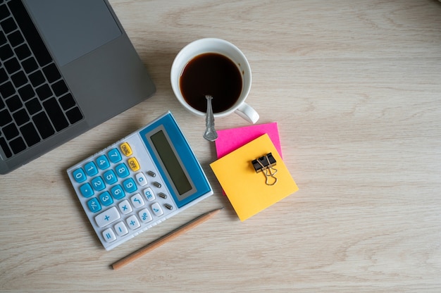 Calculationg machine on table office desk, Finance and Accounting concepts