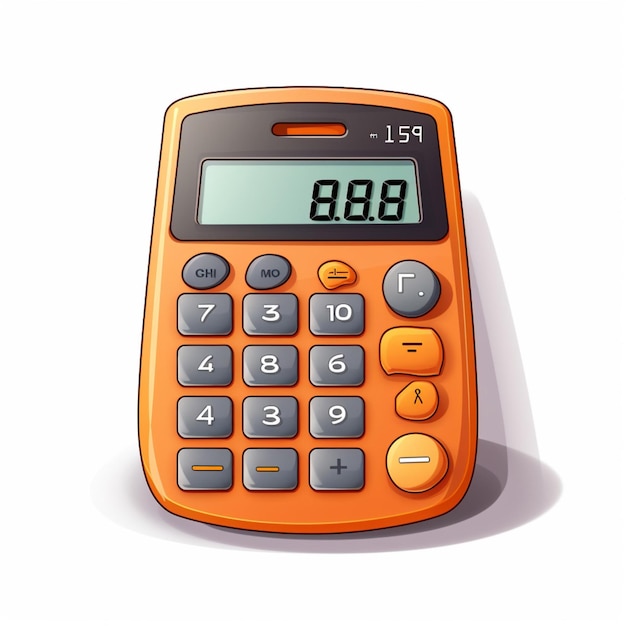 Calculator 2d cartoon illustraton on white background high