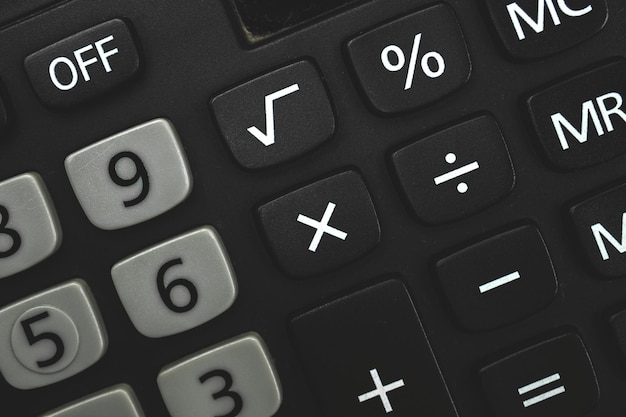 Calculator keyboard macro photo, close up of key