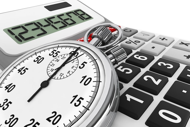 Calculator and StopWatch on a white background