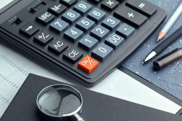 calculator on table in office.