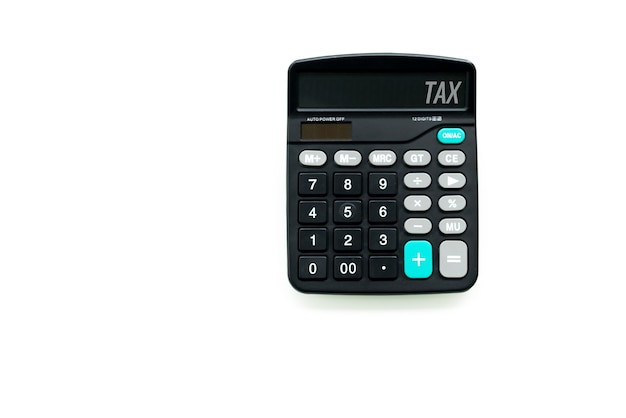 Calculator on the white backgrounds with TAX wording