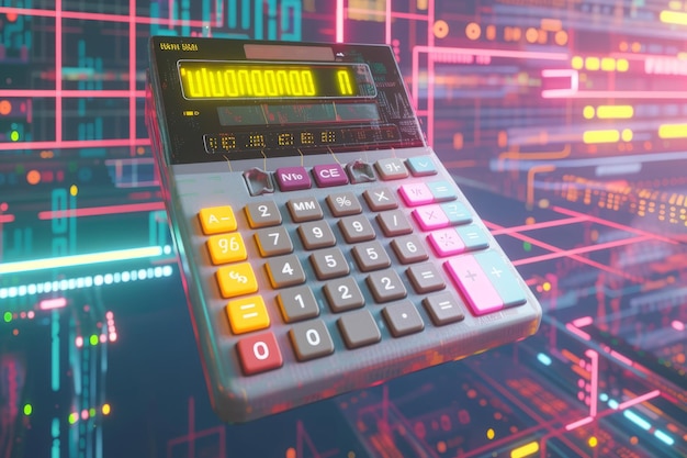 Calculator with binary code background