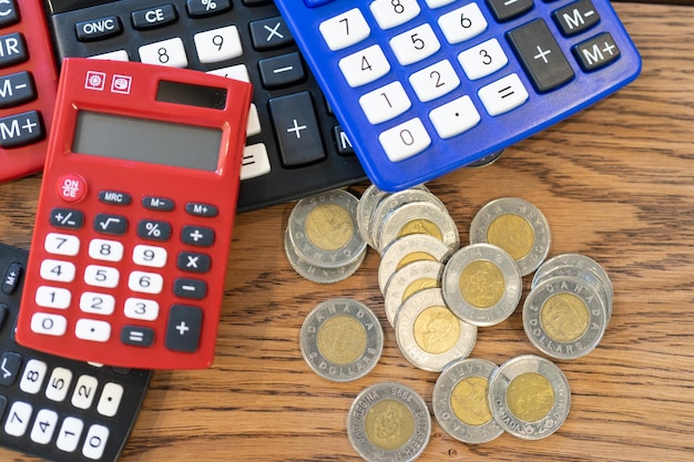 Calculators with Canadian dollar  coins