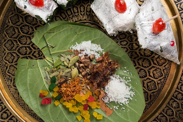 Calcutta Mitha of Meetha masala paan die ook werkt als mondverfrisser en helpt bij de spijsvertering