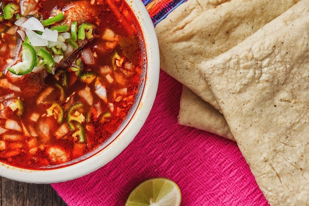 Caldo de menudo traditional Mexican food