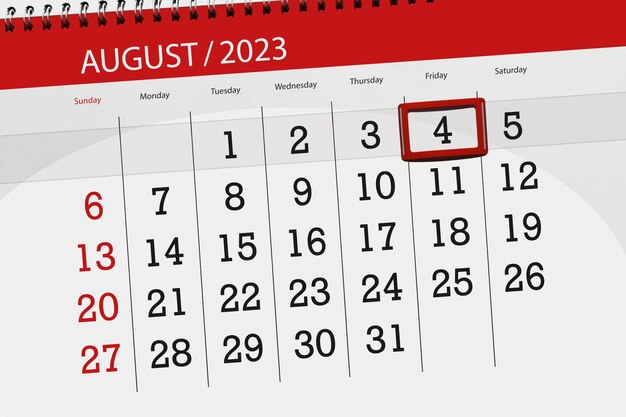 カレンダー 2023 締切日月ページ主催者日付 8 月金曜日番号 4