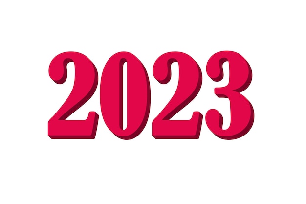 Photo calendar 2023 new year's date 2023 written in threedimensional figures of viva magenta color on a white background