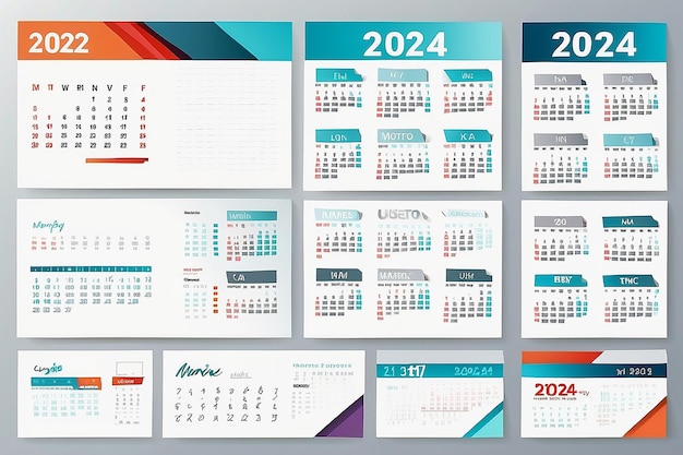 Foto calendario 2024 calendario 2025 settimana inizia lunedì modello di progettazione aziendale vettore