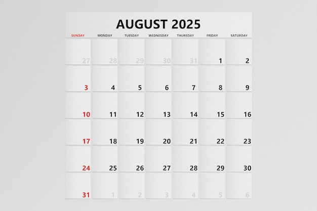 calendar 2025 august monthly planner template for corporate design