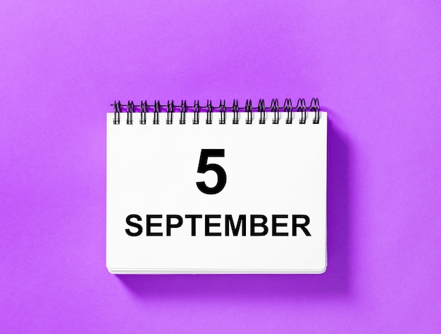 Calendar book for date. 5 september