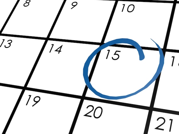 Calendar circled with blue marker